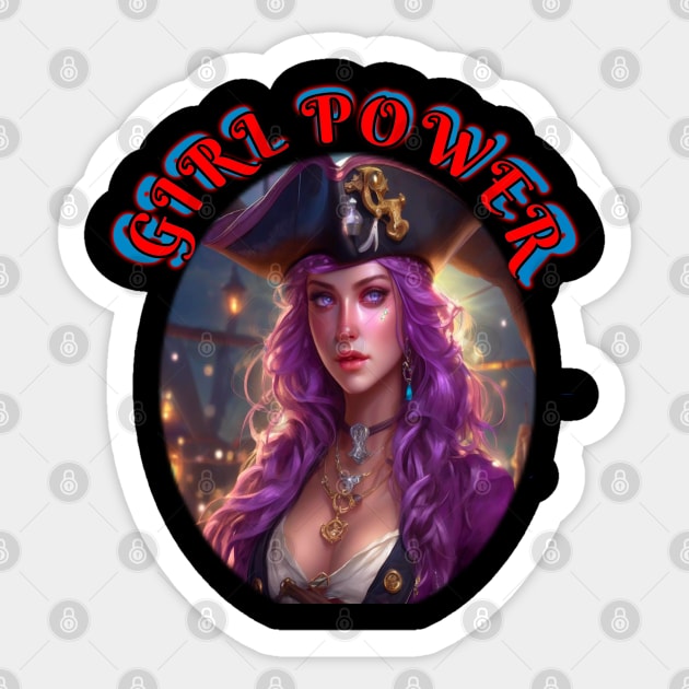 Girl,power, violet eyed pirate lady captain Sticker by sailorsam1805